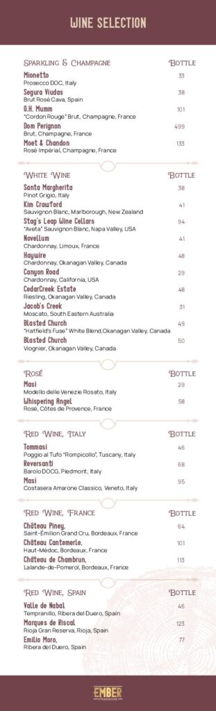 Wine Menu